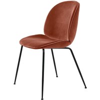 Stuhl Beetle Dining Conic Base gepolstert black/velvet rusty red von Gubi