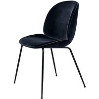 Stuhl Beetle Dining Conic Base gepolstert black/velvet sapphire blue von Gubi