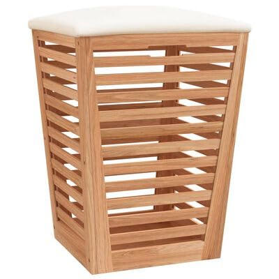 Gucagle Badhocker aus massivem Nussbaumholz 40 5x40 5x56 cm mit Stauraum praktischer 2 in 1 Hocker und W?schekorb f¨¹r Badezimmer robuste Sitzbank Handtuchaufbewahrung von Gucagle