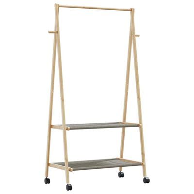 Gucagle Bambus Kleiderst?nder mit Ablagen Rollen Garderobe St?nder 96x45 5x155 5 cm Stauraum f¨¹r Kleidung Schuhe Handtaschen H¨¹te nat¨¹rliche Wohnorganisation stabil langlebig von Gucagle