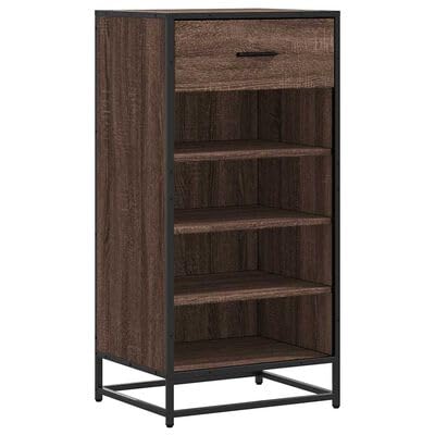 Gucagle Braun Eichen Schuhregal aus Holzwerkstoff 48x38x97 5 cm Stabile Schuhaufbewahrung mit Stahlrahmen Gro?er Stauraum f¡§1r Schuhe Ordentliches Schuhorganizer Regal f¡§1r Wohnung Eingangsbereich von Gucagle