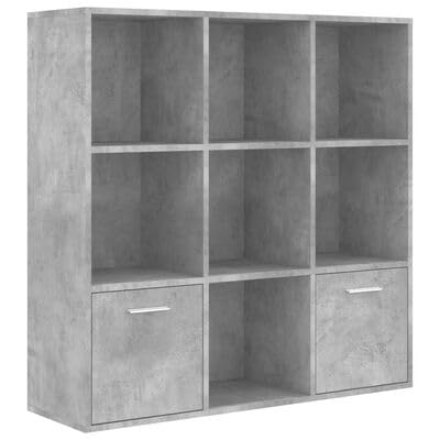 Gucagle Bücherregal Betongrau 98x30x98 cm Holzwerkstoff, schlankes klassisches Design mit 7 Würfeln und 2 Türen, hohe Stabilität und Langlebigkeit von Gucagle