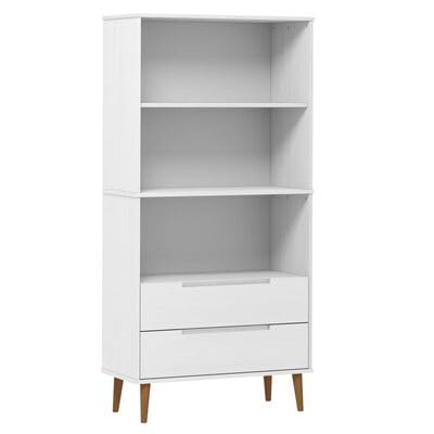 Gucagle Bücherregal MOLDE Weiß 85x35x170,5 cm Massivholz Kiefer von Gucagle
