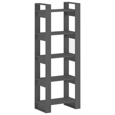 Gucagle Bücherregal Raumteiler Grau 60x35x160 cm Massivholz Stabil für Wohnzimmer Büro Dekoration von Gucagle