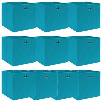 Gucagle Faltbare Aufbewahrungsboxen 10 St¨¹ck Babyblau 32x32x32 cm aus Vliesstoff f¨¹r Kleidung Schals Socken Unterw?sche mit Metall?sen platzsparend faltbar f¨¹r Schrank Regal von Gucagle
