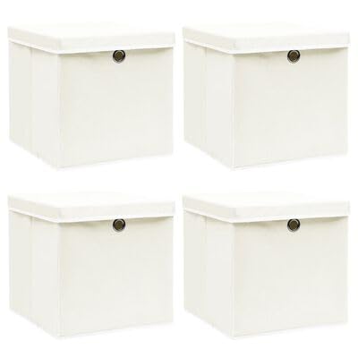 Gucagle Faltbare Aufbewahrungsboxen mit Deckel 4 St¨¹ck Wei? 32x32x32 cm Vliesstoff Organizer f¨¹r Kleidung Schals Socken Unterw?sche Aufbewahrungssystem f¨¹r Schrank Regal von Gucagle