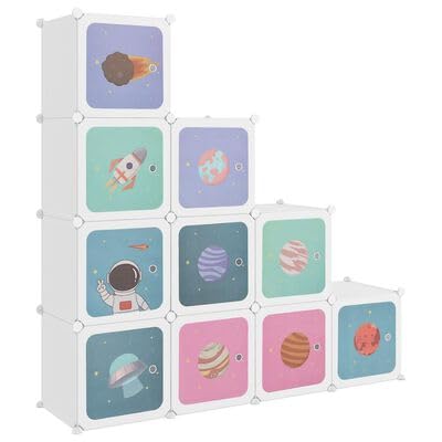 Gucagle Kinderschrank Modular 10 W¨¹rfel Wei? PP Spielzeug Aufbewahrung Kinderzimmer Organizer Stabile Regal Stecksystem Stahlrahmen Leicht Zusammenbaubar von Gucagle