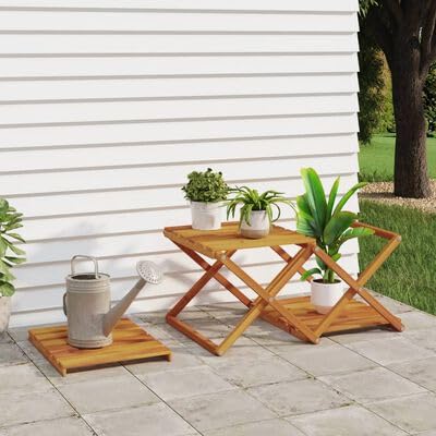 Gucagle Klappregal, Servierständer aus Massivholz Akazie 3 Böden, Klappbares Etagere Rustikal Braun, Platzsparend für Küche Wohnzimmer, 43x31x63 cm​ von Gucagle