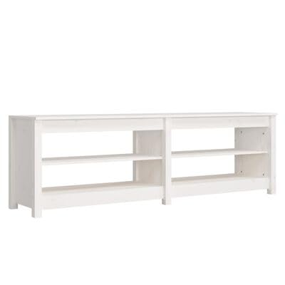 Gucagle Klassische Schuhbank aus Massivholz Kiefer 160 cm Wei? Rustikales Design mit 4 offenen F?Chern Robuste Sitzbank f¨¹r Eingangsbereich Praktische Schuhablage Stauraum f¨¹r Familien Haushalt von Gucagle