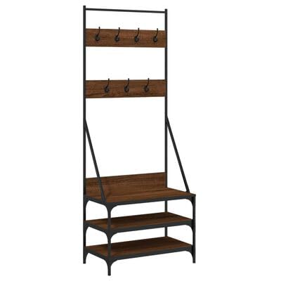 Gucagle Kleiderst?nder mit Schuhablage Braun Eichenoptik 70 cm Garderobenstander Holz Wohnzimmer Schlafzimmer Kleiderstativ Stauraum f¨¹r Kleidung und Schuhe von Gucagle