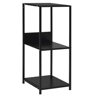 Gucagle Bücherregal Nebentisch, Holzverbundwerkstoff Schwarz 33.5x39.6x79.7 cm mit 2 Ablagen, Zeitschriftenhalter, multifunktional als Nachttisch/Sofatisch für Wohnzimmer, Schlafzimmer - Kleines Regal von Gucagle