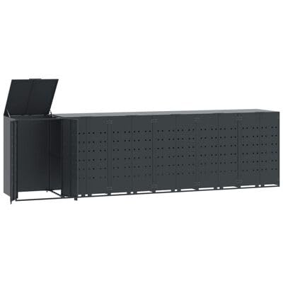Gucagle Mülltonnenbox Anthrazit für 6 Tonnen 414x79x117 cm Stahl Müllbox wetterfest mit Gasdruckfeder Deckel und Magnetverschluss für Garten Haus Hof Außenbereich Abfallbehälter Verkleidung von Gucagle