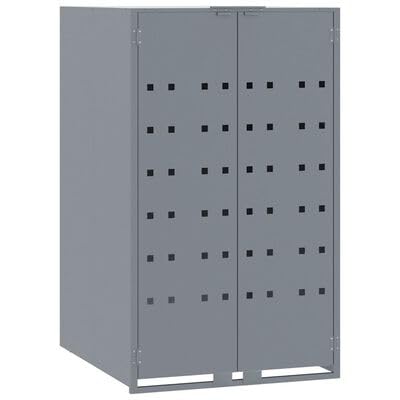 Mülltonnenbox Grau 117 cm Stahl Mülltonnenverkleidung Außenbereich mit Gasdruckfeder Deckel und Magnetverschluss für 1 Mülltonne wetterfest stabil 69x79x117 von Gucagle