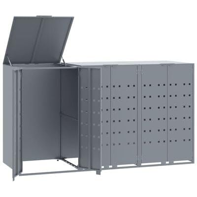 Mülltonnenbox Grau für 3 Tonnen 207x79x117 cm Stahl Müllbox Außenbereich wetterfest mit Gasdruckfeder Deckel und Magnetverschluss Türen Abfallbehälter Verkleidung Mülltonnenbox Grau für 3 Tonnen 207x79x117 cm Stahl Müllbox Außenbereich wetterfest mit Gasdruckfeder Deckel und Magnetverschluss Türen Abfallbehälter Verkleidung von Gucagle