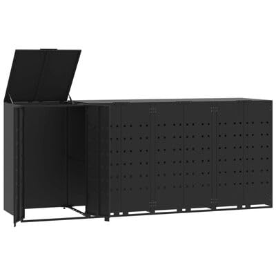 Mülltonnenbox Schwarz 276 cm für 4 Mülltonnen Stahl Müllbox wetterfest mit automatischem Deckel und Magnetverschluss praktisch für Haus Garten Außenbereich Mülltonnenbox Schwarz 276 cm für 4 Mülltonnen Stahl Müllbox wetterfest mit automatischem Deckel und Magnetverschluss praktisch für Haus Garten Außenbereich von Gucagle