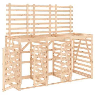 Gucagle Mülltonnenbox aus Massivholz Kiefer für 3 Mülltonnen robuste Gartenabdeckbox mit Deckel und Tür praktische Aufbewahrung für Abfälle im Garten von Gucagle