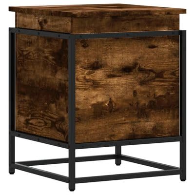 Gucagle R?uchereiche Aufbewahrungsbox mit Deckel 40x40x51 5 cm Stauraum Truhe f¨¹r Wohnzimmer Schlafzimmer Industriestil langlebig stabil M?bel Holzwerkstoff Metallgestell von Gucagle
