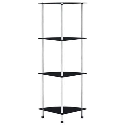 Gucagle Regal mit 4 Ablagen Schwarz 30x30x100 cm Hartglas von Gucagle