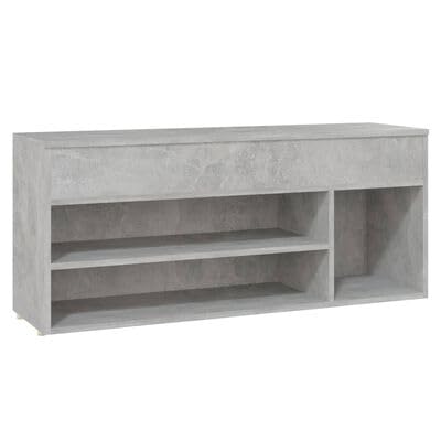 Gucagle Schuhbank Betongrau 105x30x45 cm mit 2 Einlegeb?den Truhe und Fach Stauraum f¨¹r Schuhe B¨¹Cher Deko Praktische Sitzbank f¨¹r Flur Eingangsbereich Moderne Aufbewahrungsl?Sung von Gucagle