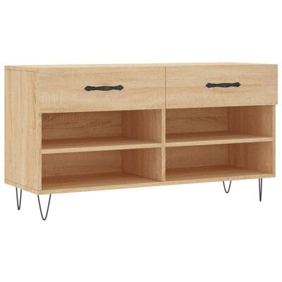 Gucagle Schuhbank aus Holzwerkstoff Sonoma Eiche 102 cm mit 2 Schubladen und 4 F?chern Stauraum f¨¹r Schuhe und Accessoires stabile Schuhbank mit Sitzfunktion f¨¹r Flur und Eingangsbereich von Gucagle