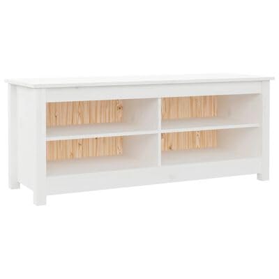 Gucagle Schuhbank aus Massivholz Kiefer 110 cm Schuhschrank mit 4 F?Chern Stabile Sitzbank Rustikale Design Wei? Praktische Aufbewahrung f¨¹r Schuhe Wohnung Flur von Gucagle