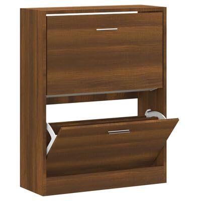 Gucagle Schuhschrank Braun Eichenoptik 63x24x81 cm Holzwerkstoff Schuhregal mit 2 Kippklappen Stauraum f¡§1r Flur und Eingangsbereich moderner Schuhorganizer f¡§1r Familien und Paare von Gucagle