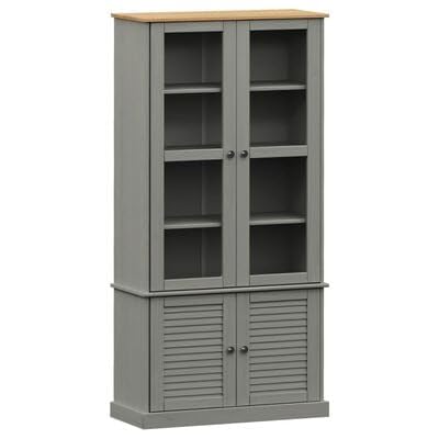 Gucagle Vitrine VIGO Grau 85x35x170 cm Massivholz Kiefer von Gucagle