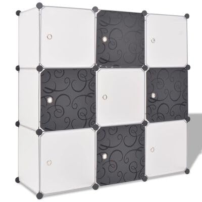 Gucagle W¨¹rfelregal 9 F?Cher Schwarz Wei? Stilvolles Regalsystem Multifunktional Als Garderobenschrank B¨¹cherregal Sideboard Aus Stahldraht Und PP Platte Langlebig Pflegeleicht von Gucagle