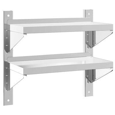 Gucagle Wandregal mit 2 Böden 50x23,5x48 cm Silbern Edelstahl von Gucagle