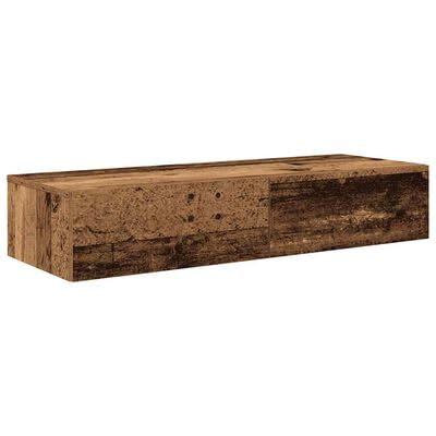 Gucagle Wandregal mit Schubladen Altholz Optik 100x36x19 cm Holz Wandboard Stauraum für Wohnzimmer Küche Dekoration von Gucagle