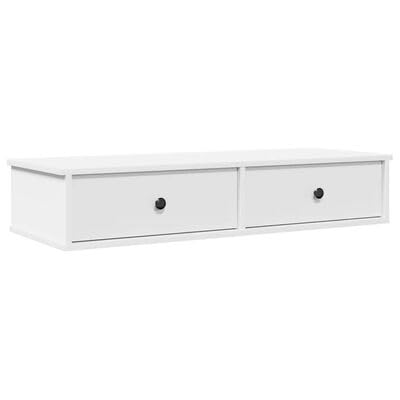 Gucagle Wandregal mit Schubladen Weiß 100x37,5x19 cm Holzwerkstoff, praktisches Wandregal für Wohnzimmer und Schlafzimmer, platzsparendes mit Ablagefläche und Stauraum von Gucagle