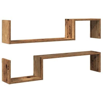 Gucagle Wandregale 2er Set Altholz Optik 100x15x20 cm Holzwerkstoff Dekor Wandablage Landhaus Stil Regalbrett Wohnzimmer von Gucagle