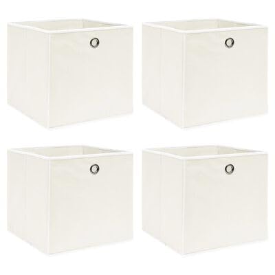Gucagle Wei?e faltbare Aufbewahrungsboxen 4 St¨¹ck 32x32x32 cm aus strapazierf?higem Vliesstoff mit Metall?sen f¨¹r Kleiderschrank Regal platzsparende Aufbewahrung von Schals Socken Unterw?sche von Gucagle