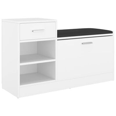Gucagle Wei?er Schuhschrank aus Holzwerkstoff 94 5x31x57 cm Moderner Schuhspind mit Sitzbank und Kunstleder Stauraum f¨¹r Flur Wohnzimmer Eingangsbereich Praktische Aufbewahrung f¨¹r Schuhe von Gucagle