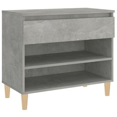 Schuhschrank Betongrau 70x36x60 cm aus Holzwerkstoff mit Schublade und 2 F?chern Stauraum f¨¹r Schuhe und Deko stabile Oberplatte f¨¹r Vasen und Pflanzen Flurschrank f¨¹r Wohnung und Eingangsbereich von Gucagle