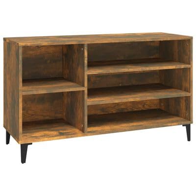 Schuhschrank aus Holzwerkstoff 102x36x60 cm R?uchereiche elegant mit Stauraum f¨¹r Flur robuste Oberplatte als Bank nutzbar staubfrei Aufbewahrung von Gucagle
