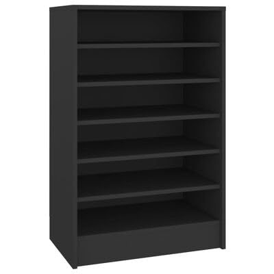Schuhschrank modern 60x35x92 cm schwarz Holzwerkstoff Schuhregal mit 7 F?Chern platzsparend f¨¹r Eingangsbereich Schuhschrank schlicht elegant f¨¹r Hausschuhe Stiefel von Gucagle