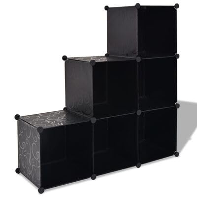 W¨¹rfel Regalsystem 6 F?Cher Schwarz Stilvolles Stauraum M?Bel Schuhregal B¨¹cherregal Sideboard Aus Stahldraht Und PP Platte Langlebig Praktisch F¨¹r Zuhause von Gucagle