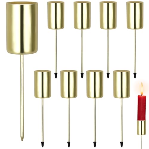 8 STK Ø 2.5cm Adventskranz Kerzenhalter Metall Gold Stabkerzenhalter mit Dorn für DIY Kerzenhalter Adventskranz Deko Weihnachten Kerzenteller von Gucass