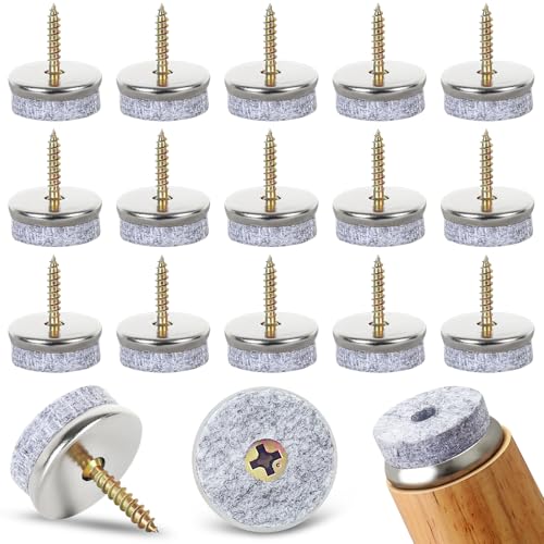 Gucass 50 Stück Filzgleiter Schrauben, Ø 22mm Stuhlgleiter Filzgleiter Nagel Rund, Möbelgleiter Filz mit 5,5 mm Filzstärke, Premium Stuhlbeinschoner Filz für Möbel Stühle Laminat Parkett Fliesen von Gucass