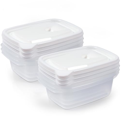 Gucass 6 Stk 900ml Tiefkühldosenset, Gefrierbehälter 0,9l Rechteck 19x13x6.4cm, Kunststoff Meal Prep Boxen Frischhaltedosen mit Deckel, Gefrierdosen Set BPA-Frei, Essensbox Mikrowellengeeignet, Weiß von Gucass