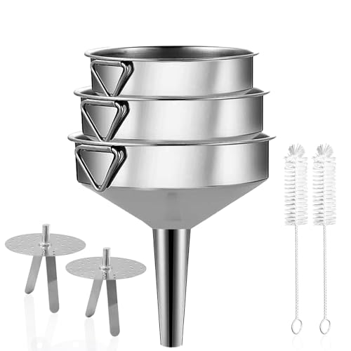 Gucass 7 Stk Edelstahl Trichter Set, Große Trichter Küche mit Griff, Marmeladentrichter mit Siebfilter, Einfülltrichter zum Übertragen Gewürzen Flüssigkeiten Pulver Konfitüre, 16/18/20cm Gucass 7 Stk Edelstahl Trichter Set, Große Trichter Küche mit Griff, Marmeladentrichter mit Siebfilter, Einfülltrichter zum Übertragen Gewürzen Flüssigkeiten Pulver Konfitüre, 16/18/20cm von Gucass