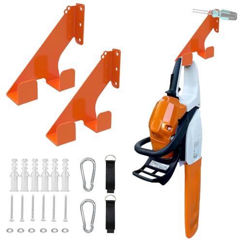 2 Stück Wandmontiert MotorsäGenhalter Passend für Stihl,Husqvarna,Echo KettensäGe ZubehöR 150Lbs Belastbar,Forst ZubehöR,SchüTzt Vor Rost Und Spart Platz In Garagen Und WerkstäTten von Gucr