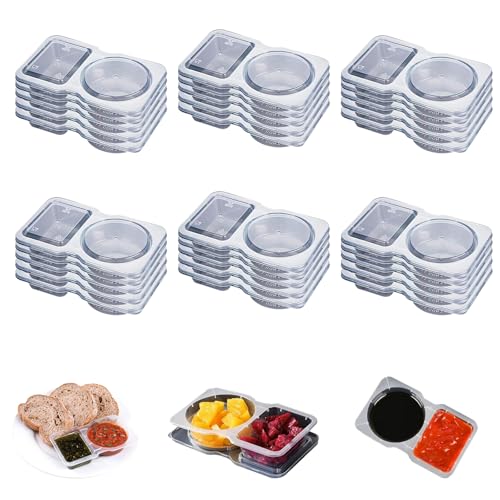 Gucr 30 Stück Snackbox Mit FäChern,Snack Container,Snackbecher,Tupperdosen,Dosen Mit Deckel,Auslaufsicher 130ml Saucenbecher, Dressingbecher, FüR SoßEn Dips GewüRze Oder Nassfutter von Gucr