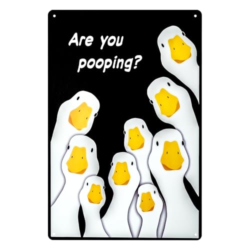 GudaAphrmix Lustiger Streich Wandkunst Dekor Cartoon Duck Ask Are You Pooping Muster Home Decor Schild Humorvolle Erinnerung an das Leben Geschenke für Erwachsene Jungen Büro Schlafzimmer Poster von GudaAphrmix