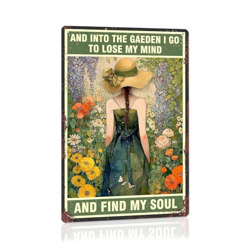Garten-Vintage-Schild "I Just Want To Work in My Garden and Hang Out with My Chickens", Metallschild, Hühnerstallschild, Außendekoration (20 x 30 cm) (3) von Gudaci