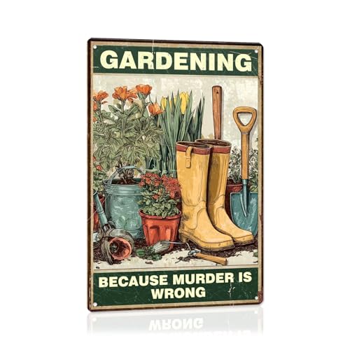 Garten-Vintage-Schild "I Just Want To Work in My Garden and Hang Out with My Chickens", Metallschild, Hühnerstallschild, Außendekoration (20 x 30 cm) (7) von Gudaci