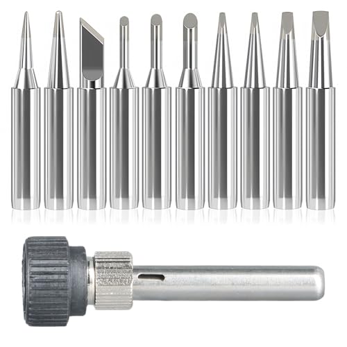 10 Stück Lötspitzen, Lötkolben Spitzen, Lötkolben Set, Lötkolben Ersatzspitzen, Lötspitzen für Lötstation, 900m-T Lötspitze, Soldering Tips Mit Schweißhülse, für Lötstationsgriffe Der Serie 936 von Gudalea
