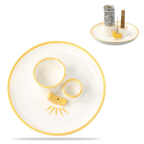 4-in-1 Keramik-Räucherstäbchenhalter Palo Santo Halter Keramik, Palo Santo und Salbei Halter Räucherstäbchenhalter Räucherschale für Yoga-Meditation zu Hause oder im Hotel 4-in-1 Keramik-Räucherstäbchenhalter Palo Santo Halter Keramik, Palo Santo und Salbei Halter Räucherstäbchenhalter Räucherschale für Yoga-Meditation zu Hause oder im Hotel von Gudalea