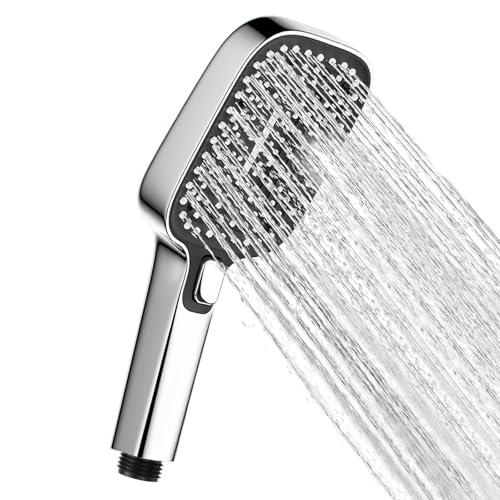 Duschkopf, Duschkopf Wassersparend, Brausekopf Dusche, Handbrause Dusche, Duschkopf Groß, Duschkopf Wassersparend, Kommt mit 3 Strahlarten, Lebensmittelechtes Silikon, Silber von Gudalea